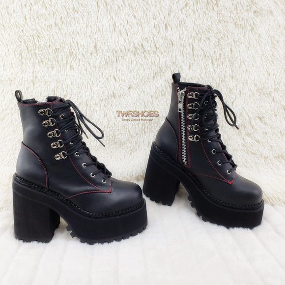 Gothic Punk Chunky Heel Platform Rocker Ankle Boot - Picture 11 of 16